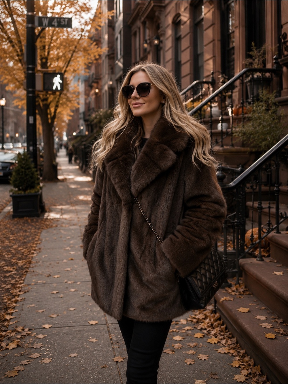 Luxury Dark Brown Faux Fur Coat Plush vingate style Winter Jacket